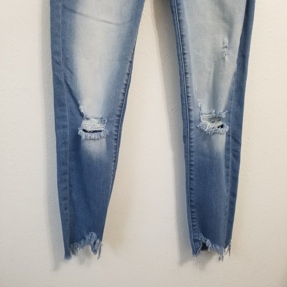 Women's Light Blue Distressed Jeans - Picture 4 of 14